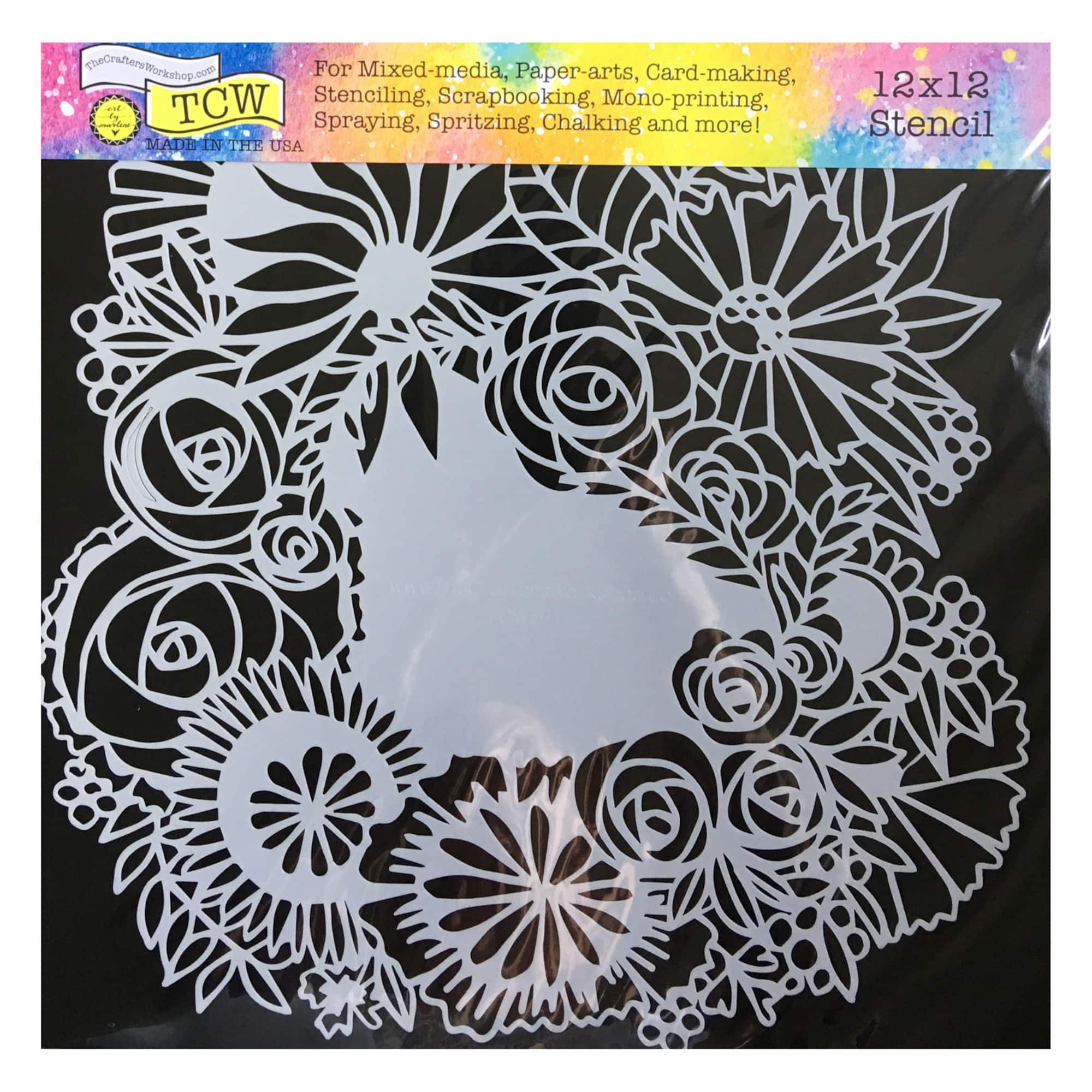 The Crafter's Workshop Floral Statement Stencil, 12" x 12"